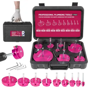 Premium 9- PVC Pipe Reamer Kit, Includes Sizes 1/2", 3/4", 1", 1-1/4", 1-1/2", 2", 2-1/2", 3", 4", For Standard 1/2" Drills, Ideal for PVC, CPVC, ABS Pipes,  for Plumbing Repairs