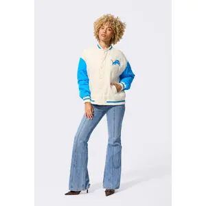 Detroit Lions Bomber Jacket in Sugar Swizzle and Blue