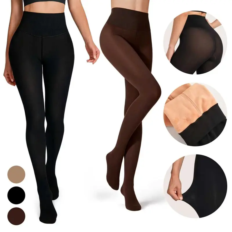 VRCOMFY Women’s Fleece-Lined Leggings | One Seam or Sheer Options | Thick Warm Winter Tights & Pantyhose