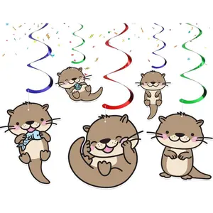Charming Otter Ceiling Decoration Streamers - Set of 10 - Lively Otter-Themed Party Decor