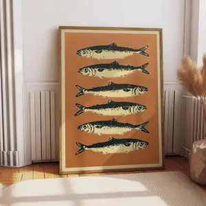 Retro Pop Art Sardines Print, Vintage Outdoors Magazine Poster, Cabin Cottage Wall Art, Fishing Wall Decor, Poster for Dad| Unframed 1