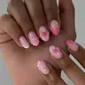 24pcs Short Oval French Gel Shell Flower Gold Pearl Nails, Acrylic Press-On False Nails, Flower Design Nails, Diy Fake Nails, Diy Nails Art, Includes Jelly Glue and Nail File, Nail Set
