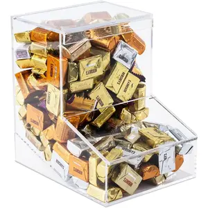 Candy Dispenser - Bulk Acrylic Storage Holder with Two Lids for Countertop or Wall Mount, Stores Chocolate, Treats, Sweets and Snacks