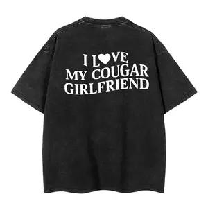 Trendy T - Shirt with a Bold Declaration: Iconic 'I Love My Cougar Girlfriend' Typography for a Stand - out, Fashion - forward Look