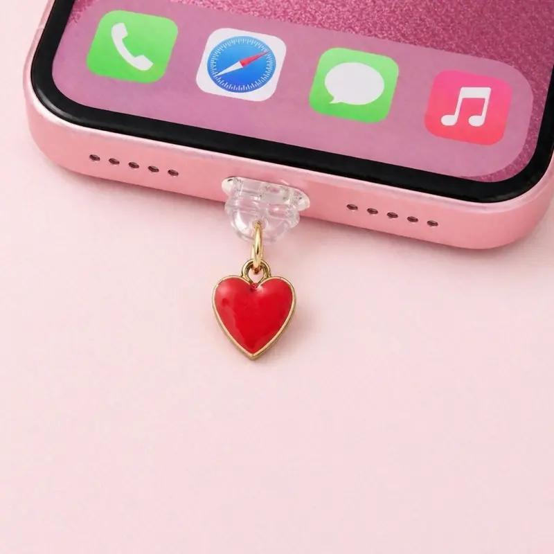 Dust Plug Charm for Kindle iPhone & USB C Devices - Stylish Red Heart Design - Compact Practical Accessory for Everyday Use - Keep Your Devices Dust-Free - Cellphone