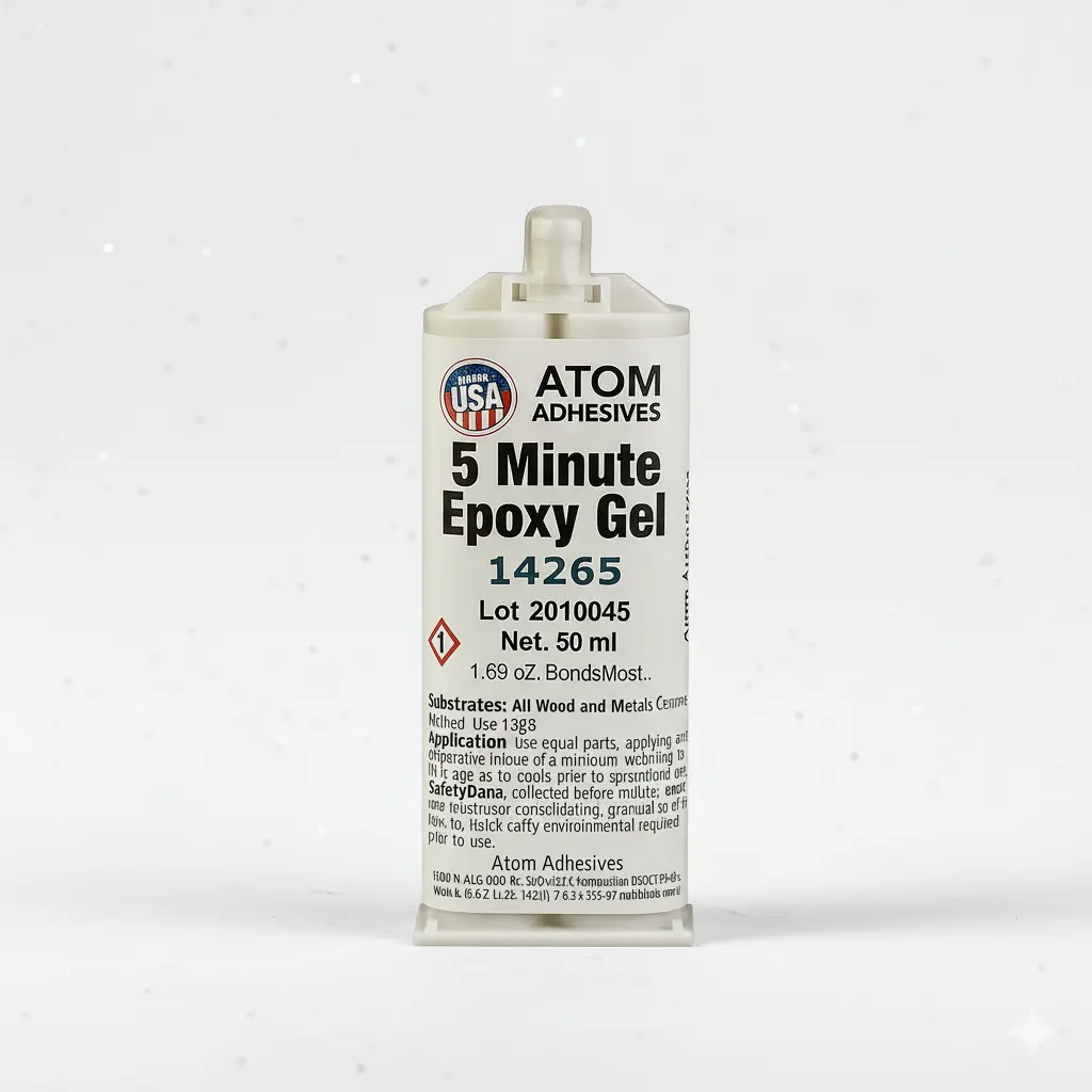 Atom Adhesives 5 Minute Epoxy Gel 14265 50mL Cartridge Strongest Bonds Most Substrates Fast Cure 1-2 Hours Resistant to Organic Inorganics