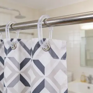 12-Piece Plastic Shower Curtain Hooks for Easy Hanging