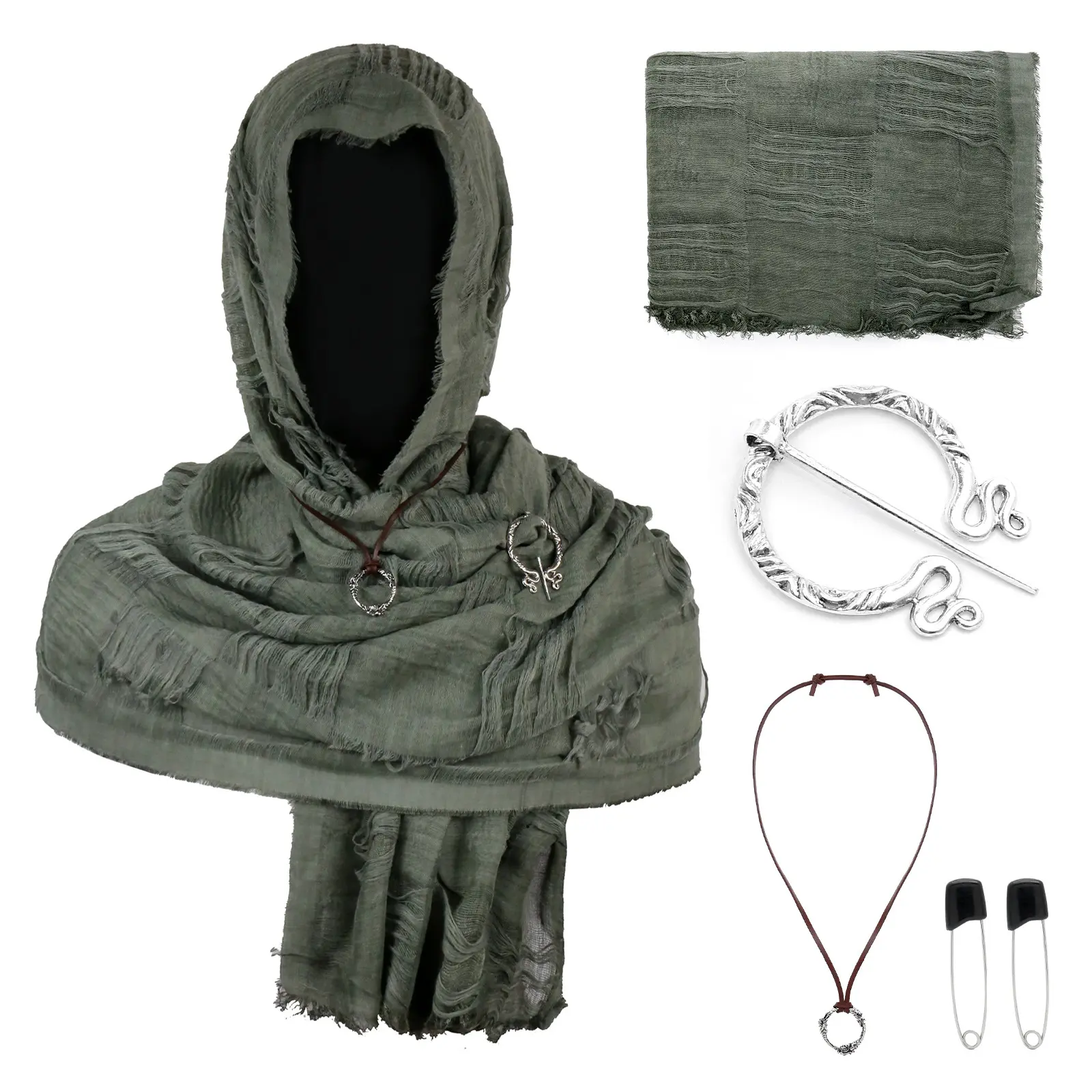 CST153GN dark green battle damage scarf