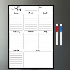 Vertical Magnetic Erasable Weekly Meal Planner, Reusable Refrigerator To-Do List Board, Includes Two Markers, Ideal for Kitchen and Home Office