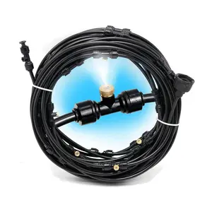 Spray Cooling System Watering Systems 65.6 Feet 20m Spray Line, 20 Brass Nozzles, Brass Adapter 3/4 Inch, Outdoor Garden Backyard Watering, Automatic Garden Watering