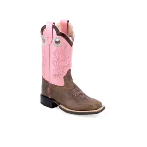 Old West Pink & Brown Cowboy Boots