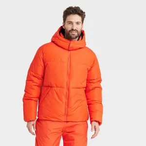 All In Motion Men's Winter Hooded Wind-Resistant Puffer Jacket