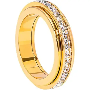Titanium Steel Spinner Fidget Band Rings for Women Men Cubic Zirconia Rotatable Anxiety Relief Ring Wedding Promise Statement Jewelry Sizes 5-12