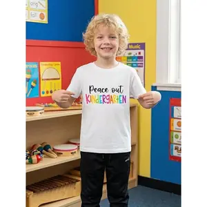 Kindergarten Graduation Shirt for Kids Girls Boys 2026 Peace Out Kindergarten Tshirts Last Day of School Tee Top