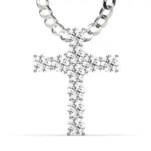 Men's VVS Lab Diamond Customizable White Gold Cross Necklace Pendant - Tik Tok