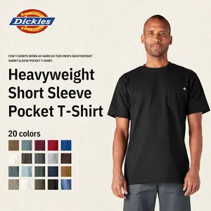 Dickies Men's Heavyweight Short Sleeve Pocket T-Shirt, 100% Cotton,Relaxed Fit, Functional Chest Pocket, Classic Workwear,Casual Style Fabric Top