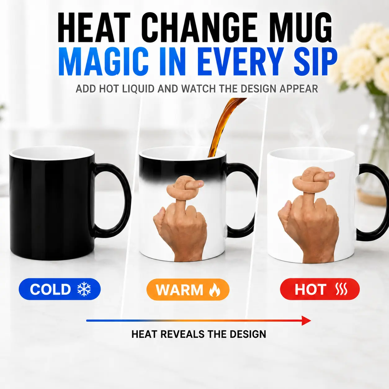 Magic Mug Color Changes with Hot Water Heat Sensitive Coffee Mug, Perfect Father’s Day Gift, Birthday Ceramic Coffee Mug Funny Gifts for Women Men Boss Coworkers Friend Retirement Gifts Stylish summerwins Washable anniversary gag present idea
