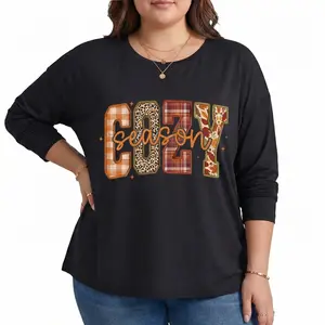 Plus Size Fall Shirt Cozy Season Graphic Tee Women Cute Leopard Plaid Autumn Top Relaxed Fit Thanksgiving Gift Comfy Tee S-6XL