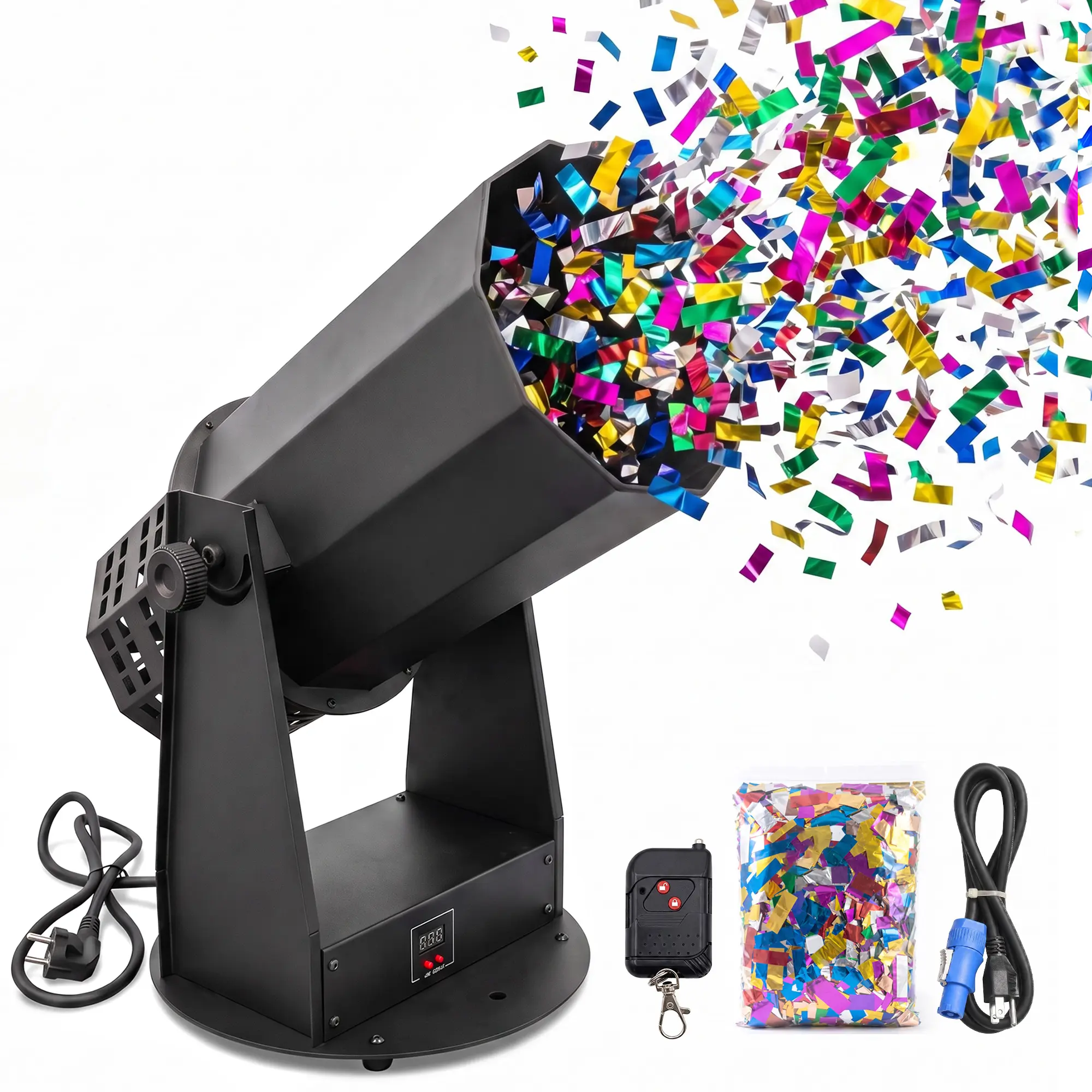 Electric Confetti Machine with Wireless Remote & Angle Adjustment, DMX512 for Christmas, DJ Party, Nightclub, Wedding Stage Concert Event Show