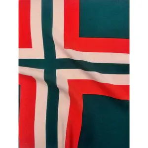 Hunter Green Orange Color Block Rayon Challis