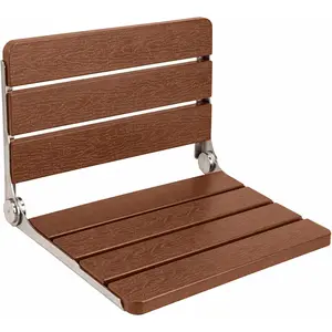 Foldable Wall Mounted Shower Seat with Stainless Steel Frame - Solid Teak  Shower Chair for  and  - Smooth Edges & Sturdy Structure - 400 Lbs Load Capacity