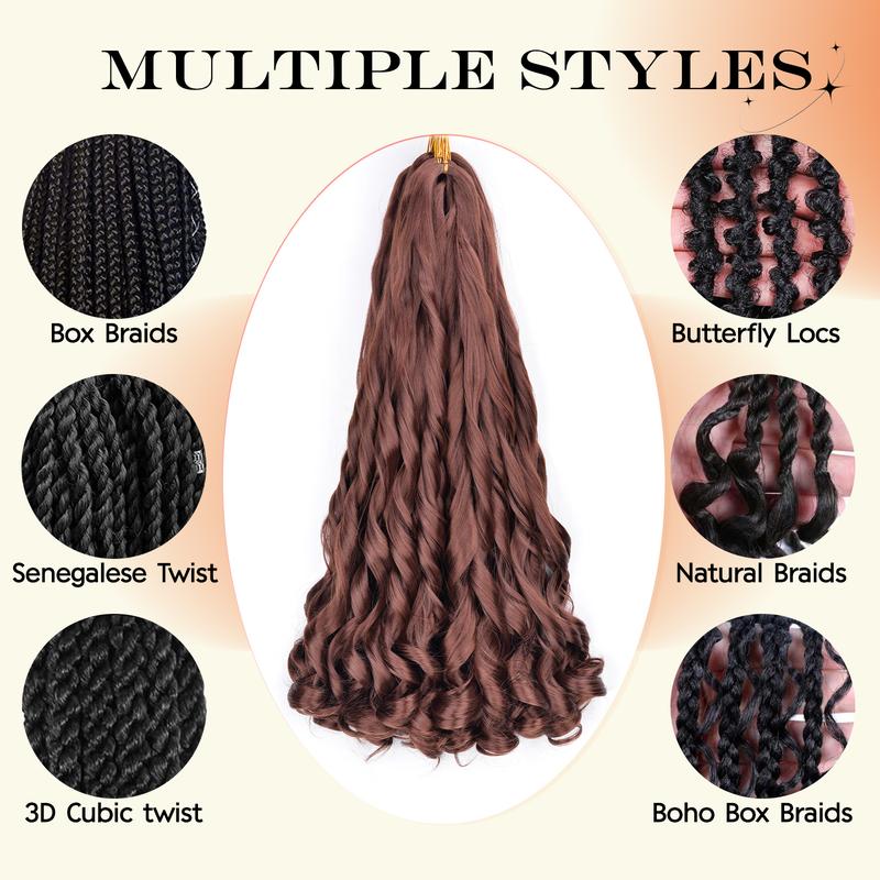 Synthetic French Curl Braiding Hair for Black Women 22Inch 8Packs Curly Braiding Hair for Box Braids 75g/Pack Bouncy French Curly Braiding Hair Extensions (22Inch,8 Packs,33#)