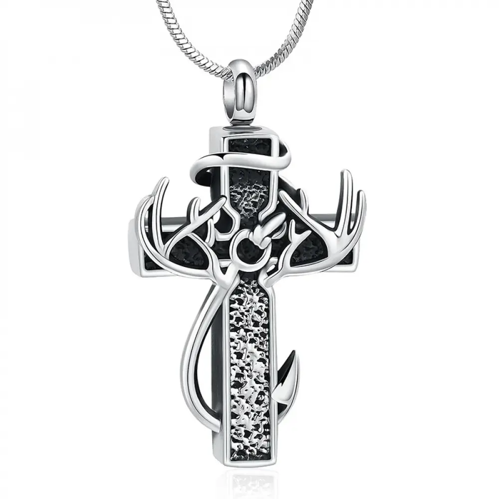 Cross antler necklace, Autumn New Arrivalgraduation gift,boys American cross antler necklacestainless steel chain,inspirational Bible verse crosspendant,personalized Christian gift for men styleperfect special version