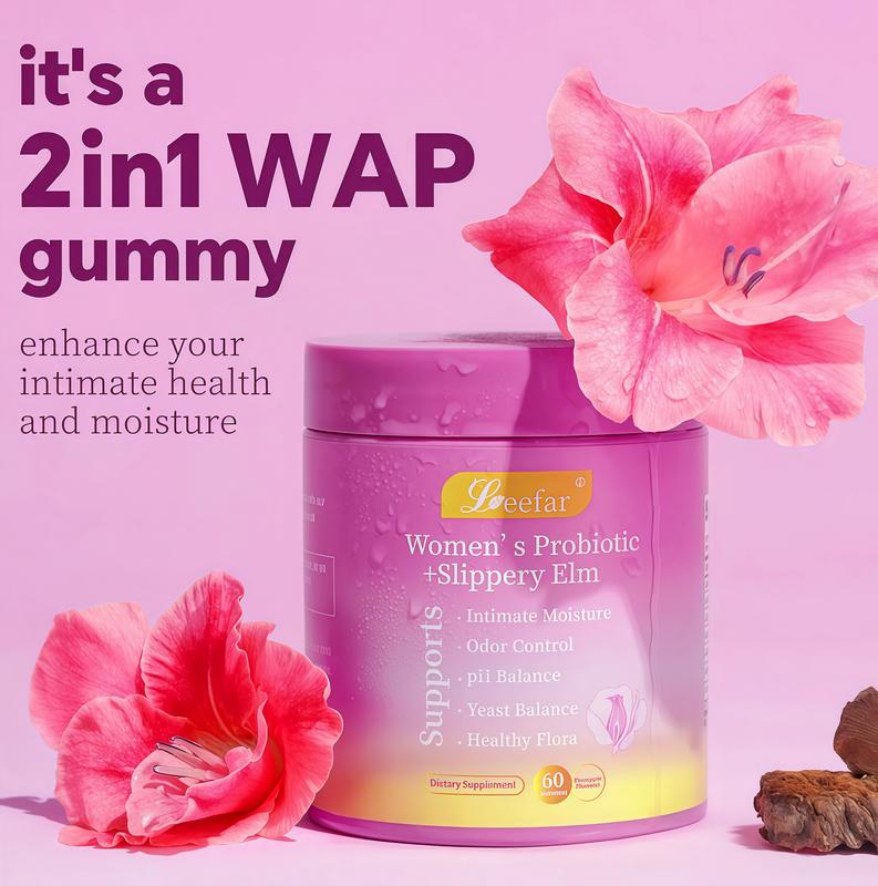 2 Pack-LeeFar Her Juicy Feminine Probiotics Gummies LS Allin One SolutionwithSlipperyEImandPrebiotillusics&LactobacProbioticBlendforWomen'spHBalanceandDrynessHawaiianPineappleGummies60Countprobioticswomen