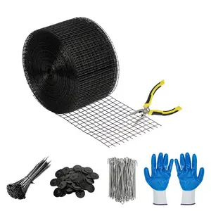 Solar Panel Bird Guard Kit with 100 Fastener Clips, 6" x 100ft PVC Coated Galvanized Steel Mesh Critter Guard Roll, Heavy Duty Wire Critter Barrier for Under Solar Panel Protection against Squirrels Rodents