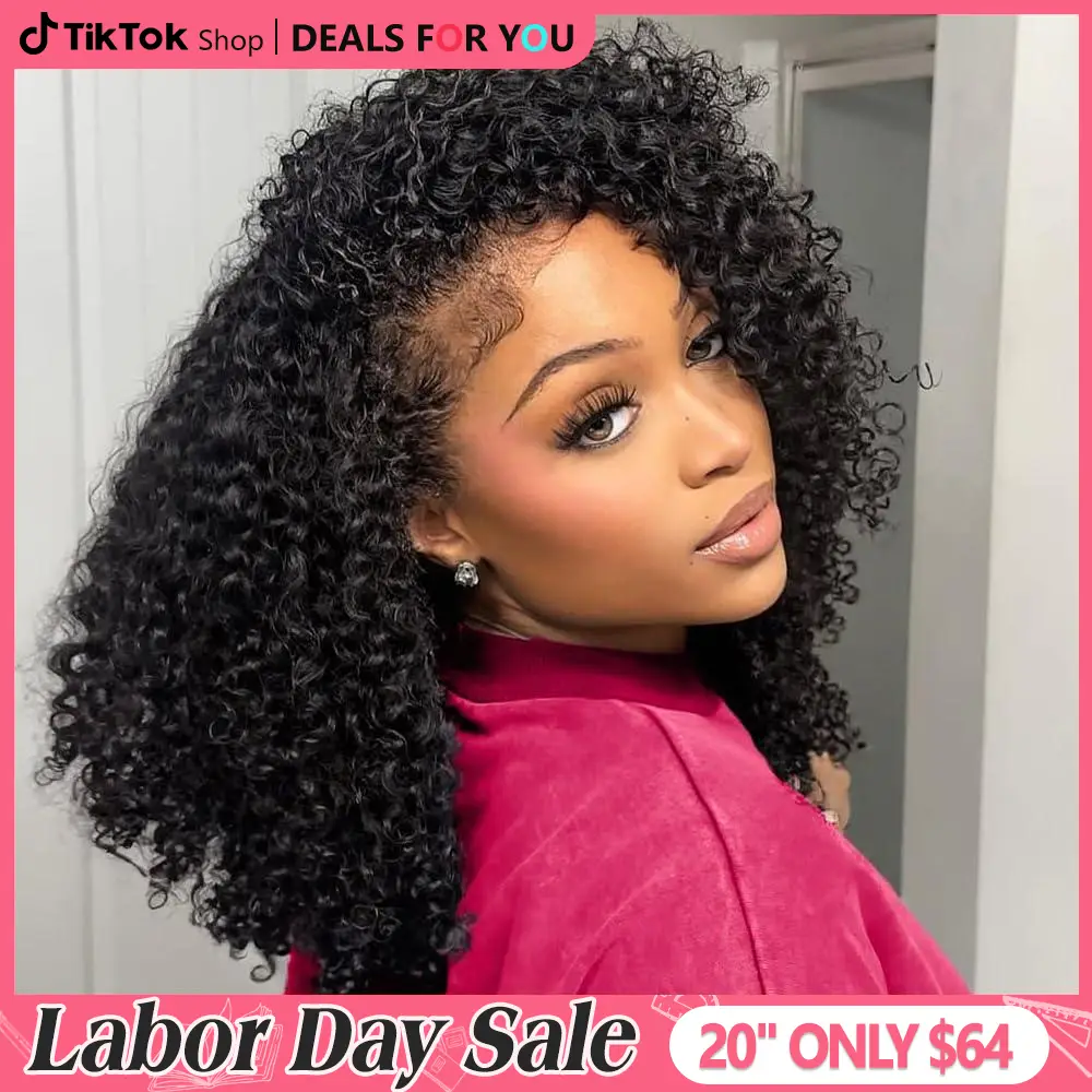 Bling Hair Glueless Wigs Human Hair Half Wig Upgrade 3 IN 1 Half Wig With Drawstring Seamless Clip Ins Flip Over Kinky Curly Human Hair No Glue No Lac