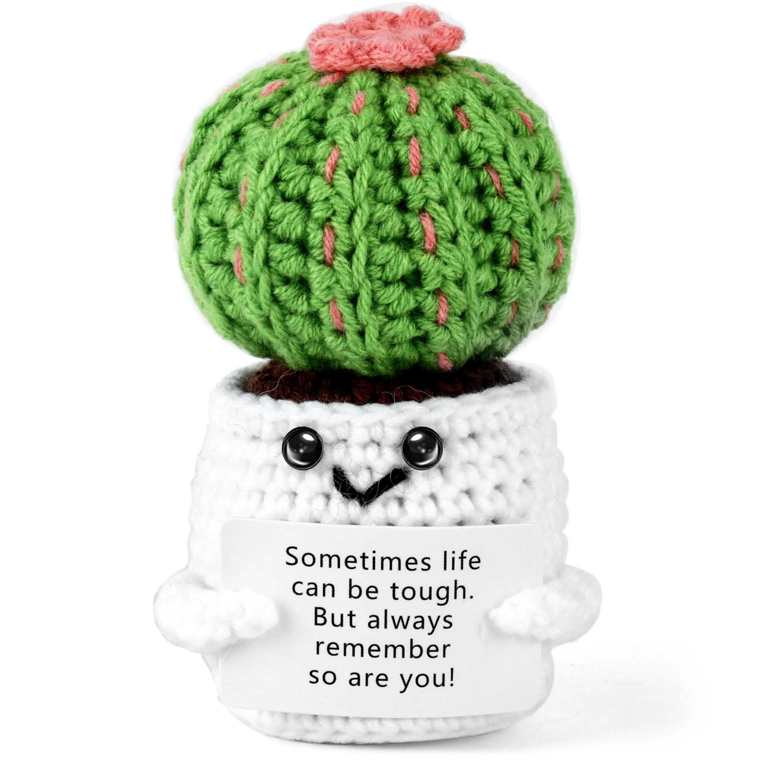 Positive Crochet Cactus – Cute Desk Decor & Gift