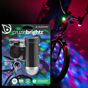 Brightz CruzinBrightz Disco Party LED Bike Light, Tri-Colored - Blinking Swirling Color Patterns - Party While You Ride