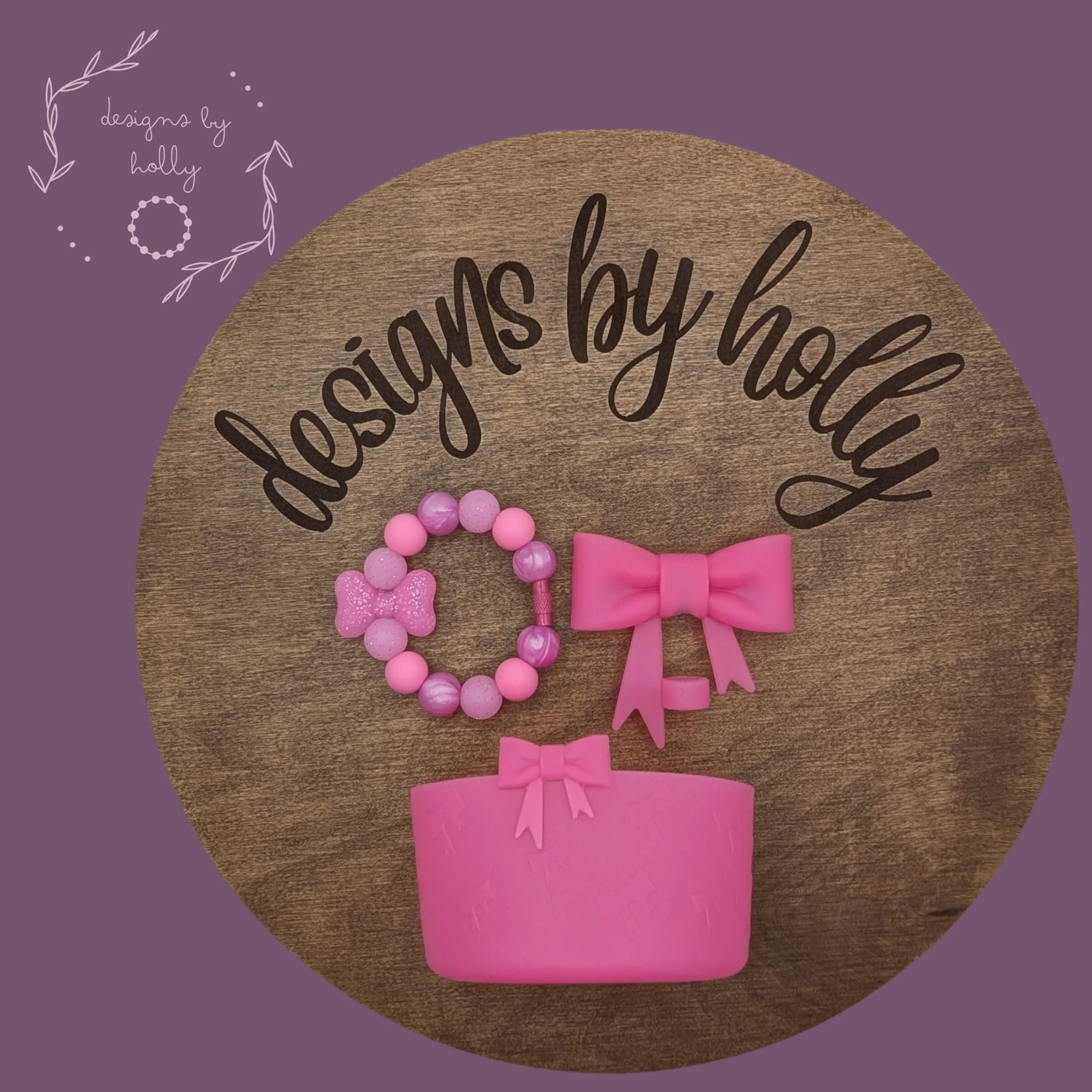 Hot Pink Bow - Tumbler Accessories Bundle