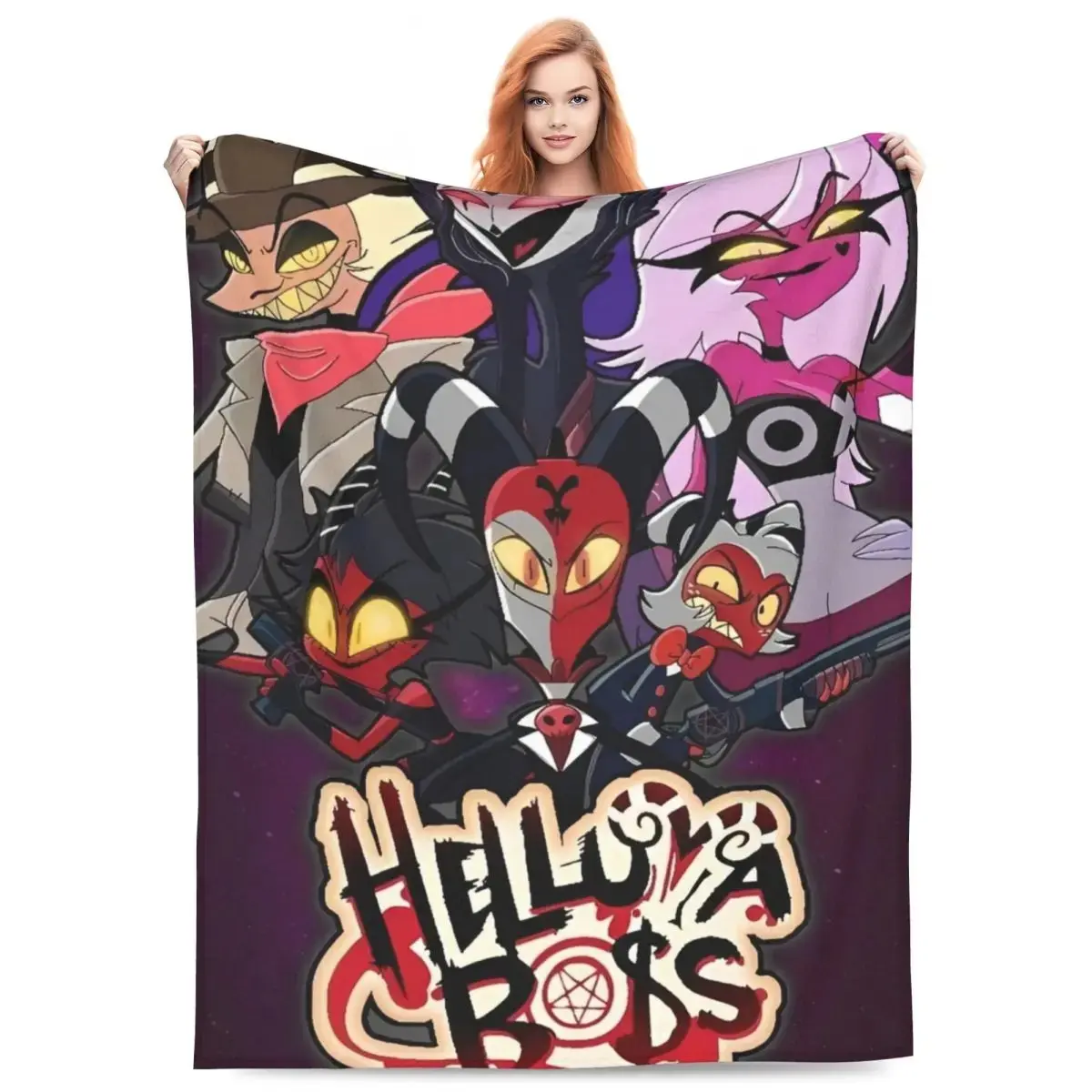 Alastor - Helluva Boss Fleece Throw Blankets Black Comedy Blankets for Bed Bedroom Lightweight Thin Quilt
