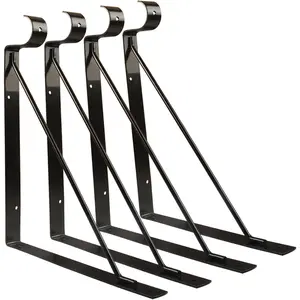 4 Packs of Heavy Duty Closet Shelf and Rod Bracket, Eau Black Closet Shelf Bracket with Rod Support Great for Both Shelf Storage and Closet Rod
