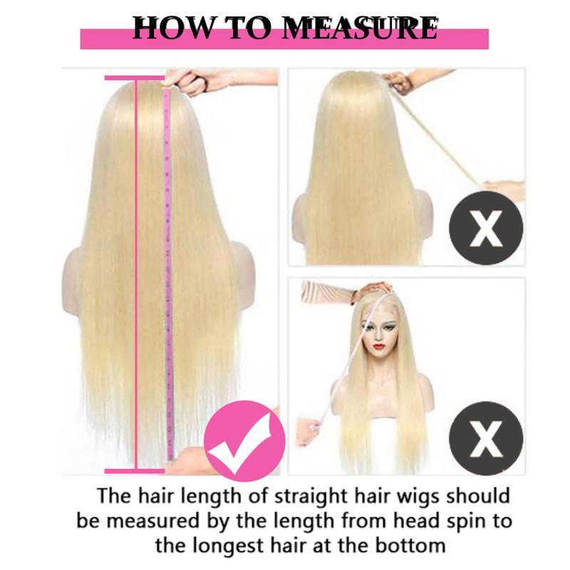 Blonde 613 Hd Lace Frontal Wig 40 Inch Straight 13x6 HD Transparent Lace Front Wig Pre Cut Pre Plucked For Women 180% Density Human Hair Wigs Can Be Dyed