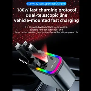 4-in-1 Car Charger with 120W Super Fast Charging Cable for Car Ceiling Lights, Includes Type-C and Apple Lightning Cable, Compatible with iPhone and Android Devices, Fast Charging Solution