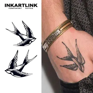 INKARTLINK magic art tattoo 2 pieces,swallow,waterproof, semi-permanent, long-lasting, temporary, simple fake stickers,for party,