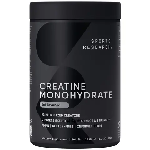 Sports Research Creatine Monohydrate - 5 g Micronized Powder Per Scoop - Informed Sport Tested for Banned Substances - 100 Servings