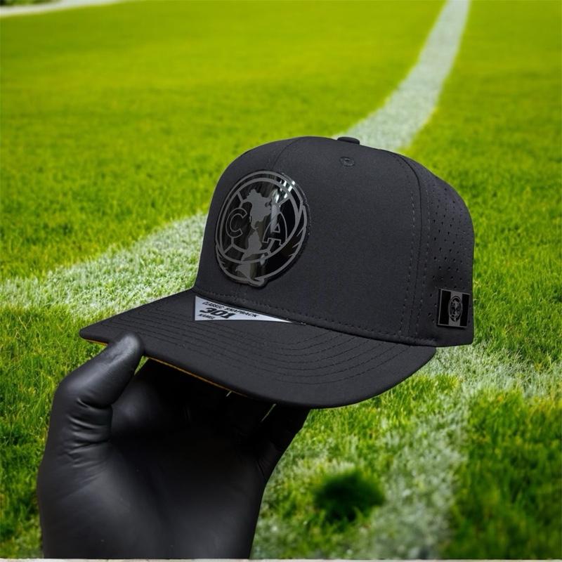 Club América Tri Campeón Black SnapBack Hat Gloss Logo with Yellow Under Visor - Comfortable Relax Fit Polyester Material - Premium Quality Baseball Cap for Fans cute hat black cap Daily Wear