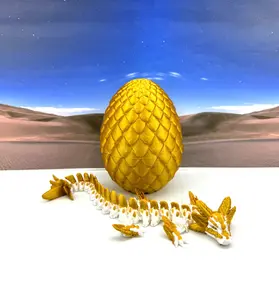 3D Printed Articulated Axolotl Dragon with Dragon Egg, Articulated White and Gold Axolotl Dragon, Fidget ADHD Dragon, Made in USA Decor Magical
