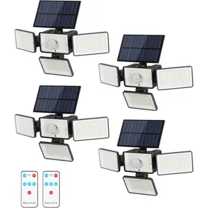 Solar Outdoor Lights 288 LED 2500LM,Motion Sensor Outdoor Light with Remote Control,4 Heads IP65 Waterproof Outdoor Solar Security Lights for Patio Garden Backyard Yard (4 Pack)