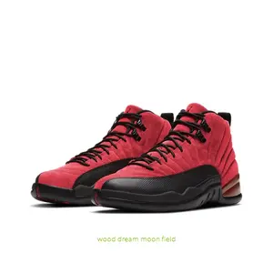 Black and Red Reverse High-Top Retro Basketball Shoes with Suede and Pebbled Leather Upper