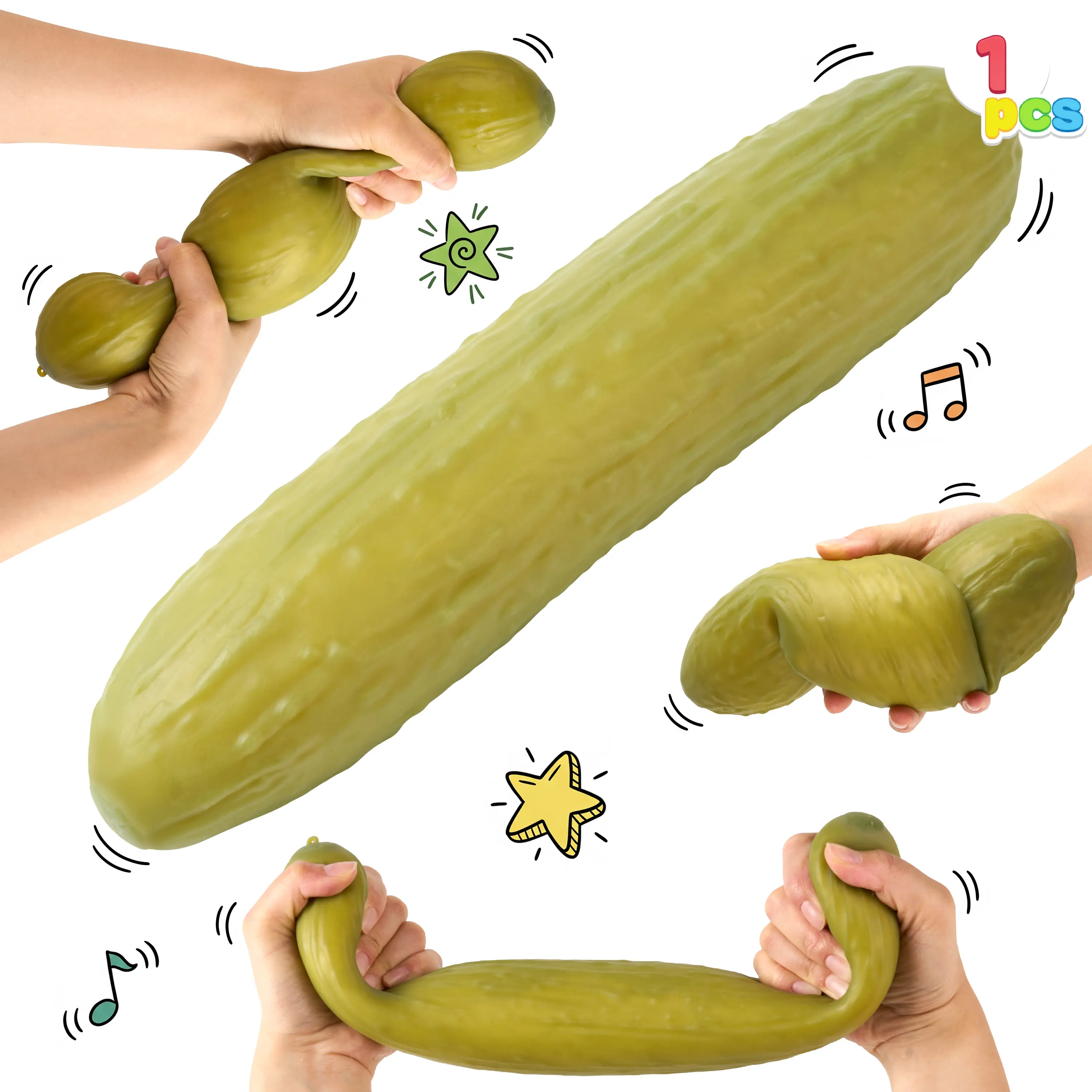 JOYIN Jumbo Pickle Stress Relief Toy, Squeeze Pickle Stress Balls, Slow Rising Squishy Fidget Sensory Toy, Soft Squeeze Decompression Dough Gift for Adults and Girls Boys, Birthday Gifts, Office Desk Decompression Toy, Party Favors