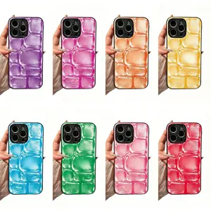 Crushed Ice Cube Phone Case — 3D Optical Illusion Printed Glass Protective Cover: Anxiety-Relieving Sensory Interaction Edition Cover for iPhone 17/16/15/14/13/12/11 Pro Max #YJBGBLKNNL1 tiktokshopspringglowup