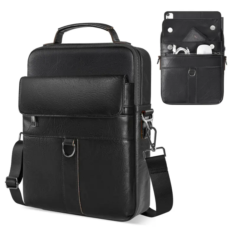 Laptop Leather Sleeve Cover, Suitable for 10/11.6/13.6/14.1 Inch Sizes, Protective Portable Bag Shoulder Travel Bag with Handle Accessories Pocket, Tablet Sleeve Pouch