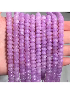 5x8mm Natural Stone Purple Angelite Flat Round Abacus Beads Elegant Loose Spacing Beads for DIY Jewelry Making Bracelets, Necklaces, Earrings Accessories, Women's Gifts