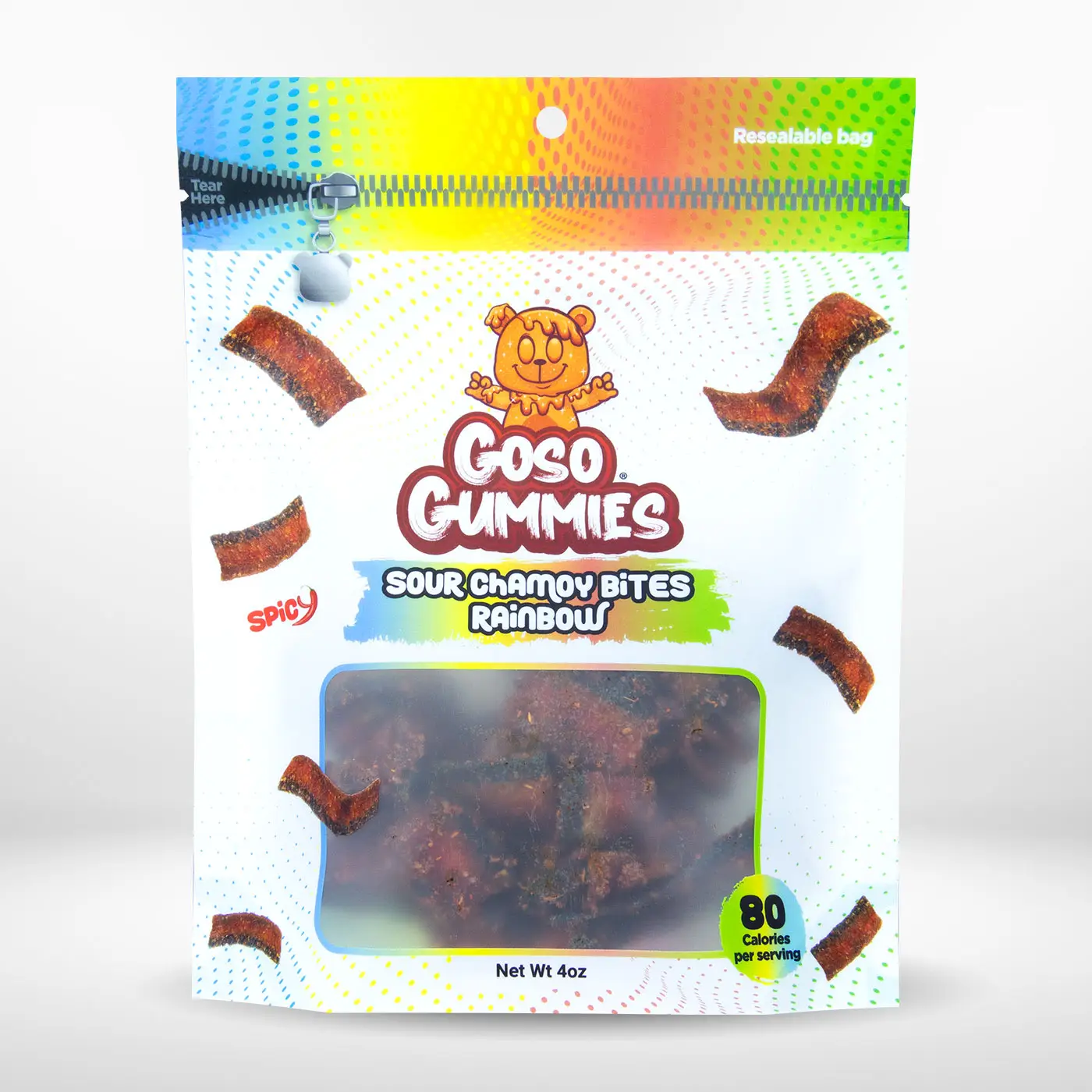 Goso Gummies Sour Chamoy Rainbow Bites - 4oz Bag - Tangy Sour Snack
