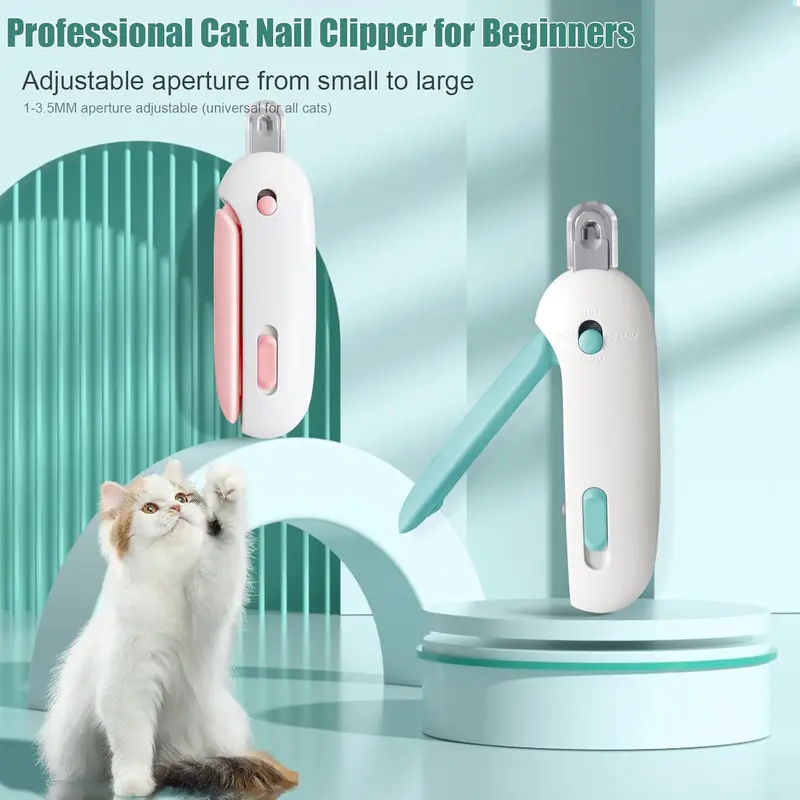 Professional Cat Nail Clipper for Beginners - Adjustable Aperture from Small to Large 1-3.5MM - Ergonomic Design & Easy to Use Grooming Tool