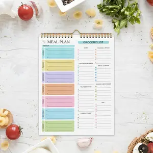 Weekly Meal Planner Notebook, Spiral Bound Planner, 52 Tear-Off Sheets, Ideal for Fridge, Food Prep, Shopping List, Kitchen Organization, Health Diet Plan Gift